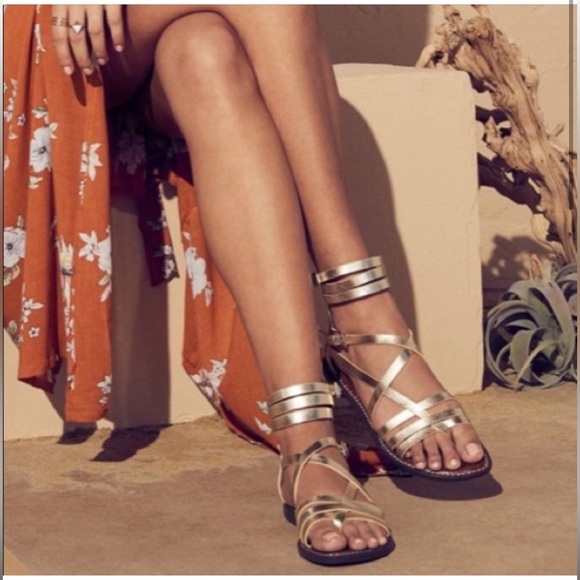 Sam Edelman Shoes - Sam Edelman Ganesa Gladiator Sandals Gold Strappy Flat Leather Women’s 8.5